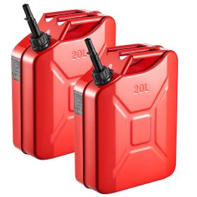 VEVOR Metal Fuel Container, 5.3 Gallon, Fuel Jerry Can with Spout and Comfort Handle, 6 L/min Max Flow Rate (Pack: 2 Packs)
